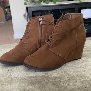 6 1/2 American Rag Brown Wedge Booties
